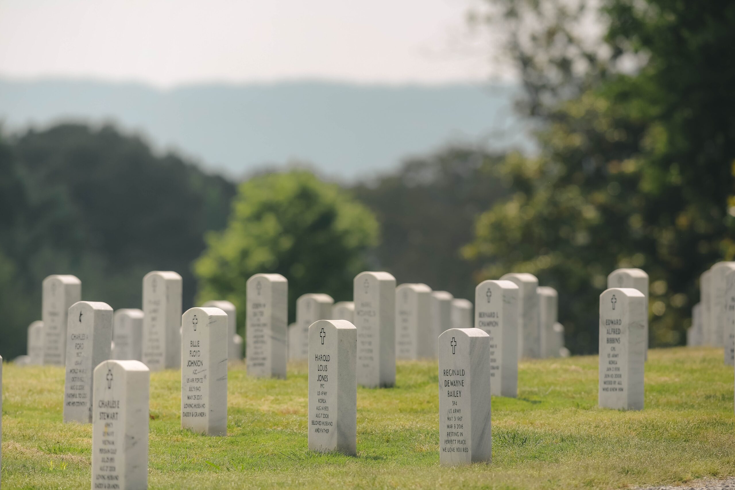 Image of headstones in field