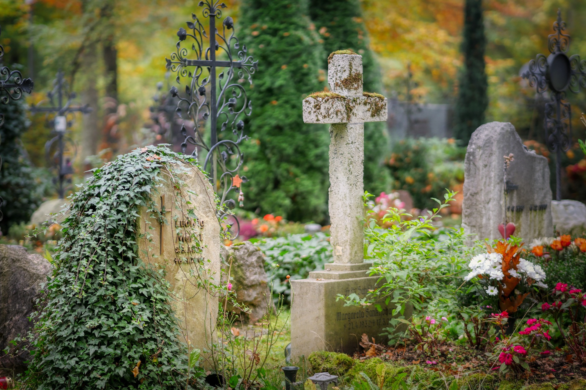 image of different styles of headstones